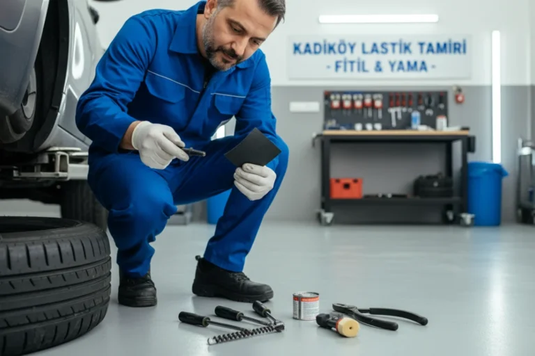 Patlak lastik tamiri için kullanılan fitil ve mantar yama yöntemlerinin karşılaştırılması.